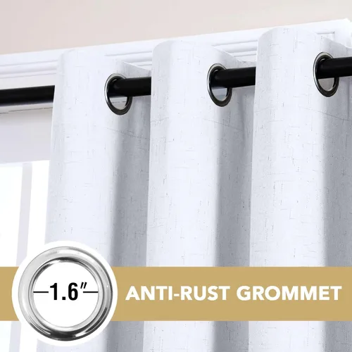 Vista 78 de H.VERSAILTEX Cortina 100% opaca para dormitorio, 63 pulgadas de largo, con ojales, cara de lino, bloqueo de luz completa, cortina para sala de Arena
