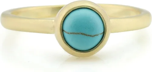 Vista 3 de Turquoise Bezel Ring - 14k Gold - Elegant December Birthstone Bridal Ring - Simple Stackable Design