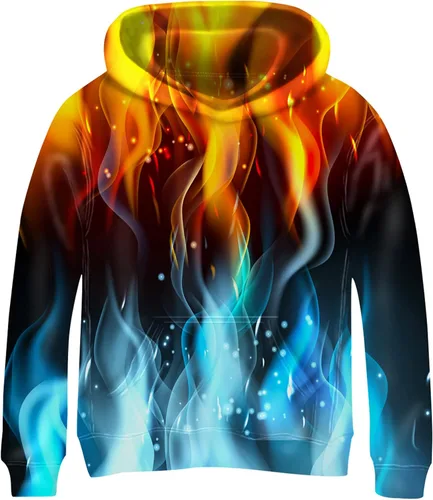Vista 27 de Linnhoy Sudaderas con capucha para niños y niñas con estampado digital 3D de 6 a 15 años Cbai Blanco