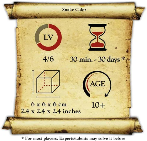 Vista 5 de Logica Games Art. Serpiente roja - Rompecabezas 3D de lógica 3D - Dificultad extrema 4/6 - Rompecabezas de madera - Colección Leonardo da Vinci