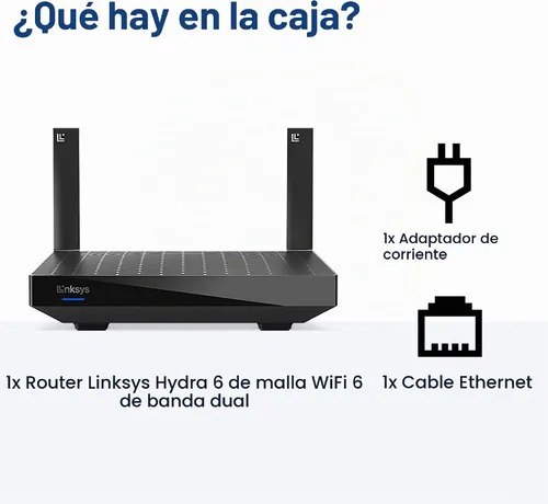 Vista 5 de Linksys MR20EC Router WIFI 6 de malla de doble banda Velocidades 3.0 (AX3000) Conecta más de 25 dispositivos Cobertura de 2,000 pies