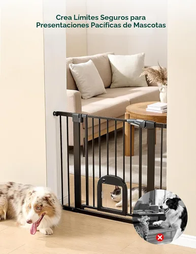 Vista 4 de Babelio - Puerta para bebé mejorada con puerta ajustable para gatos, CatPrivilege, puerta duradera para perros de 29-43 pulgadas con cierre Negro