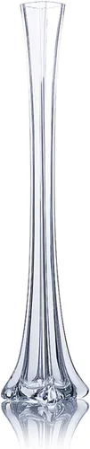 Vista 11 de WGV - Jarrón de torre Eiffel, abierto de 1 pulgada, altura de 16 pulgadas, recipiente floral de vidrio negro con base resistente, centro de mesa