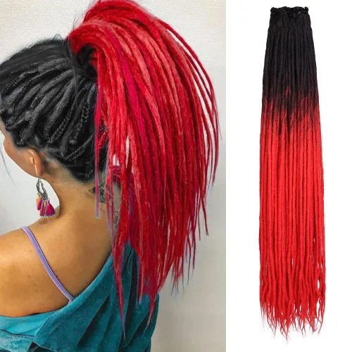 Vista 39 de Kraler Extensiones de Rastas Azules, Extensiones de Rastas Sintéticas de Ganchillo de 22", 100% Hechas a Mano, Rastas de Una Sola Punta, Delgadas