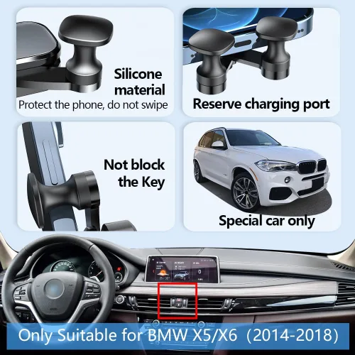 Vista 5 de Soporte para teléfono de coche para BMW X5 2014-2018, X6 2015-2019 SUV sDrive35i xDrive35i 40e 35d F15 F16 Accesorios de automóvil Decoración