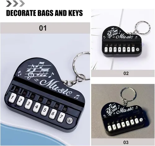 Vista 2 de LIFKOME Llavero colgante de piano, 2 piezas, llavero de teclado de piano, mini instrumento musical, colgante para decoración de mochila y bolso