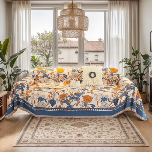Vista 11 de DREAMINGO Funda para sillón reclinable con estampado floral verde y botánico de jacquard, 1 cojín, acogedora funda de felpilla para sala de estar