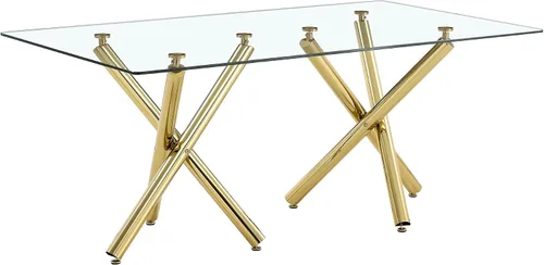 Vista 9 de Ebullient - Mesa de comedor de cristal de 71 pulgadas para 6, mesa