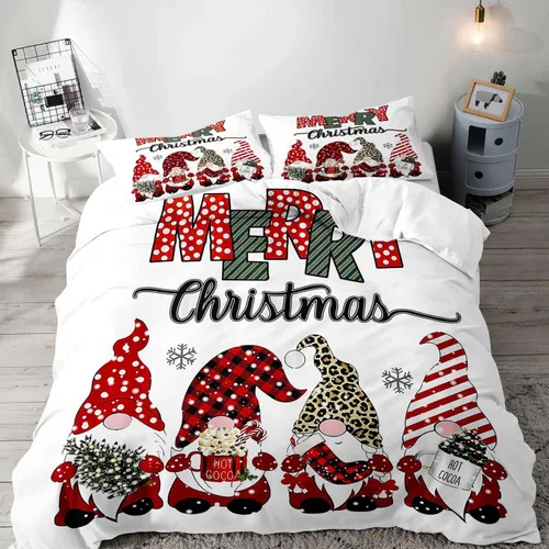 Vista 11 de LUVIVIHOME 2 piezas de funda de edredón de Navidad, juego de ropa de cama individual, ropa de cama rústica de cabaña, colcha de Navidad y Día