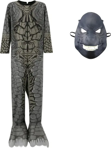 Vista 4 de Disfraz de rey de monstruos 2022 para niños, Halloween, clásico, dinosaurio, monstruo, cosplay, con máscara de cubierta completa