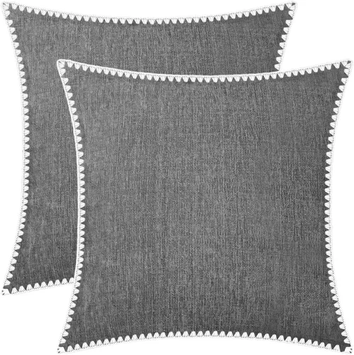 Vista 60 de BRAWARM Fundas de almohada 40x40 cm - Paquete de 2 fundas de almohada de chenilla negra, fundas de almohada de chenilla suave teñida sólida