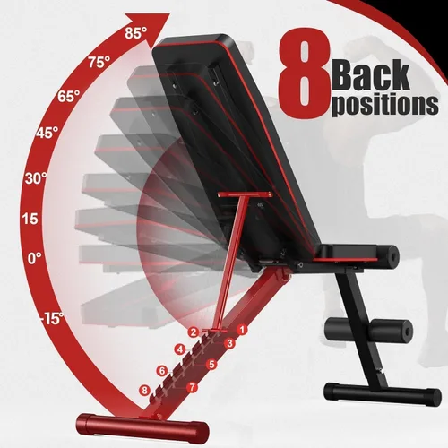Vista 2 de Weight Bench Press, Adjustable Workout Benches for Home Gym Dumbbell Exercise, 800 LB Stable Incline Decline Bench for Full Body Workout, 2 Sec Fast