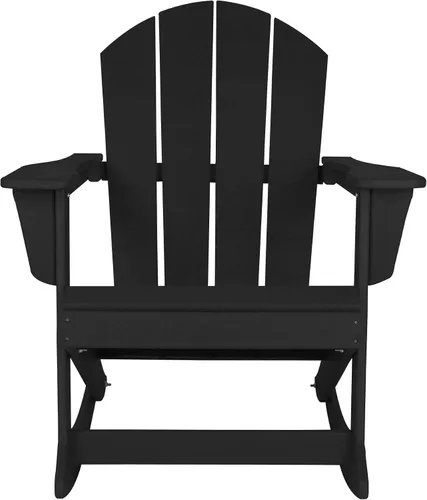 Vista 10 de WestinTrends Silla mecedora Malibu de poliéster para exterior/patio Adirondack, Negra