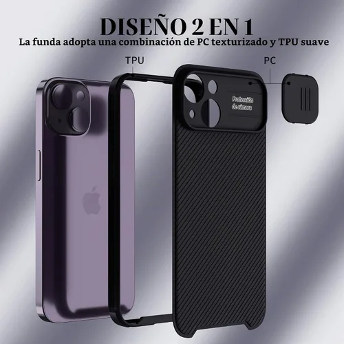 Vista 7 de Funda para iPhone 14 compatible con Magsafe, funda protectora de cámara iPhone 14 [compatible con carga inalámbrica] con cubierta deslizante