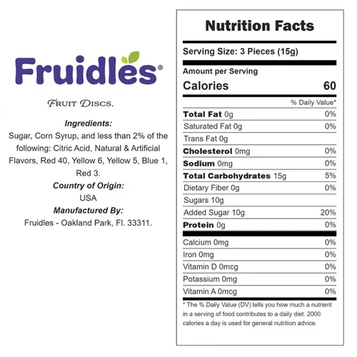 Vista 2 de Fruidles Caramelos duros con botón de fruta mixta, envueltos individualmente, media libra