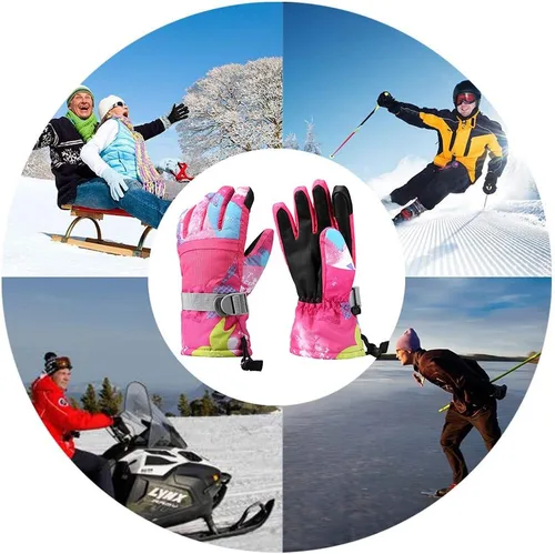 Vista 7 de Guantes de esquí, guantes de nieve impermeables y transpirables más cálidos para clima frío, se adaptan tanto a hombres como a mujeres, para padres