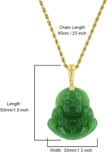 Vista 4 de Collar con colgante de Buda sonriente de jade verde, cadena de cuerda de jade auténtico certificado de grado A hecho a mano, collar de jade de jade