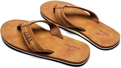 Vista 2 de Quickshark Sandalias de cuero para hombre, sandalias de playa con soporte de arco