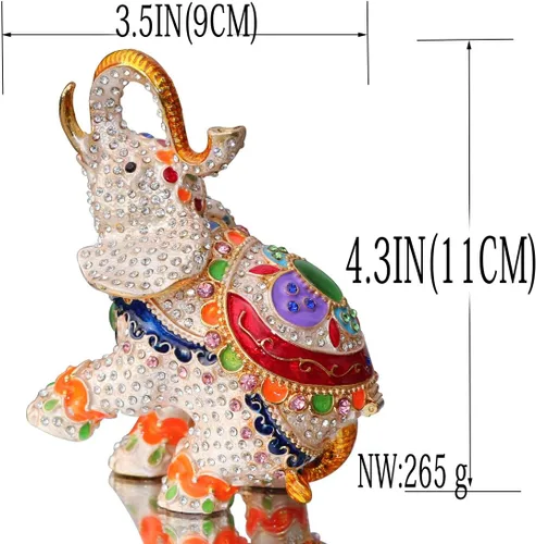 Vista 2 de WaltzF - Figura decorativa decorativa de elefante grande con bisagras pintadas a mano