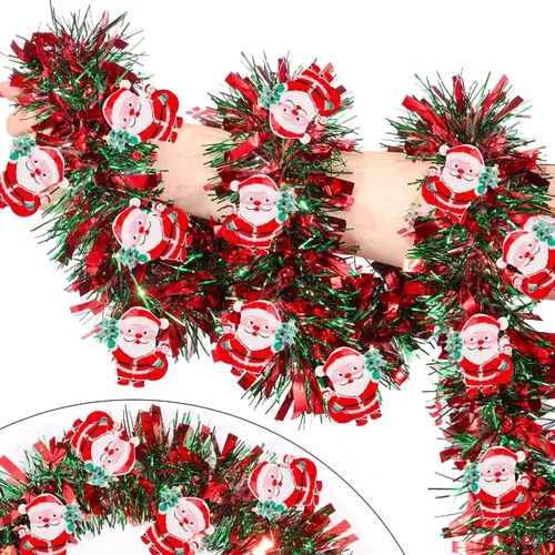 Vista 6 de Guirnalda de oropel azul metálica de 33 pies para árbol de Navidad, guirnalda brillante con torsión para decoraciones de árbol de Navidad, guirnalda