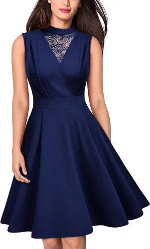 Vista 2 de MISSMAY Vestido formal de encaje floral sin mangas para dama de honor de boda