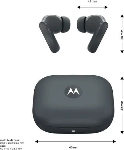 Vista 6 de Motorola Moto Buds Bass XT2443-1 Dynamic ANC, matriz de micrófonos triple, Bluetooth 5.3, IP54 resistente al agua y al polvo, audio Dolby Atmos