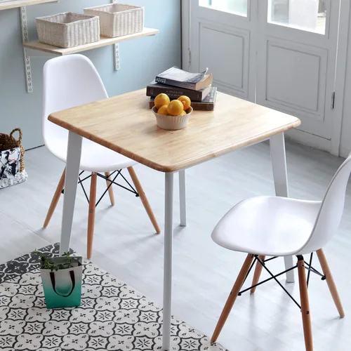 Vista 9 de Canberra - Mesa de comedor cuadrada de madera de 28.3 pulgadas/mesa de cocina moderna de roble malayo de mediados de siglo (roble natural)