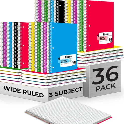 Vista 13 de Rosmonde Cuaderno de 3 materias con rayas anchas, paquete de 6, páginas adicionales, 300 páginas (150 hojas), papel grueso que no se corre, 3