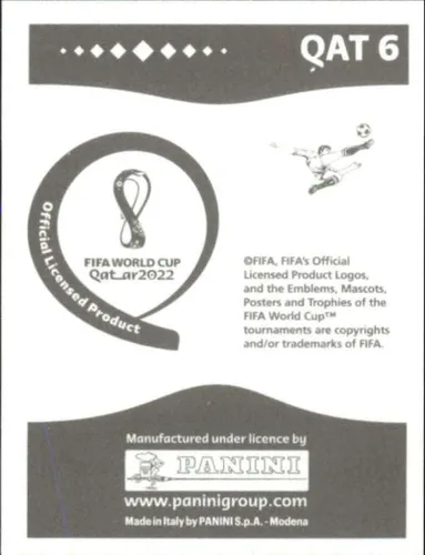 Vista 2 de 2022 Panini World Cup Soccer Sticker #QAT6 Bassam Alrawi Qatar Group A Official Qatar WC Album Sticker in Raw (NM or Better) - Measuring 2 Inches