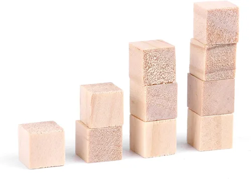 Vista 7 de Karlak Square Wood Cubes, Smooth Natural Craft Blocks (25mm (10 Pieces))