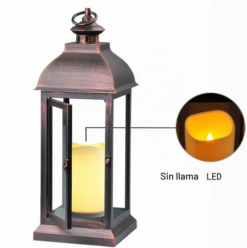 Vista 4 de WRalwaysLX Linterna Decorativa de 15 pulgadas de alto que se Abre como Puerta con Luz de Vela LED sin Llama, Linterna LED