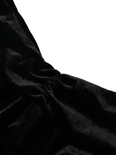 Vista 5 de VAFADRESS Morticia Addams - Vestido de disfraz para Halloween, hombros descubiertos, manga larga, maxi vestidos de fiesta