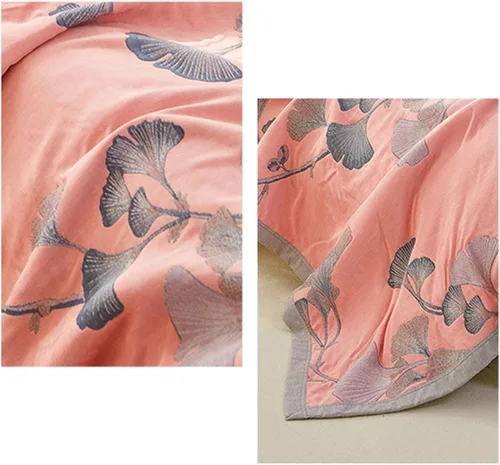 Vista 2 de Ginkgo Biloba - Juego de cama de algodón transpirable para todas las estaciones (B, 79 pulgadas de ancho x 90 pulgadas de largo)