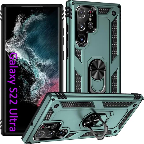 Vista 7 de ADDIT Funda S22 para Samsung Galaxy S22, con anillo de soporte, soporte ajustable, grado militar, protección resistente, a prueba de golpes