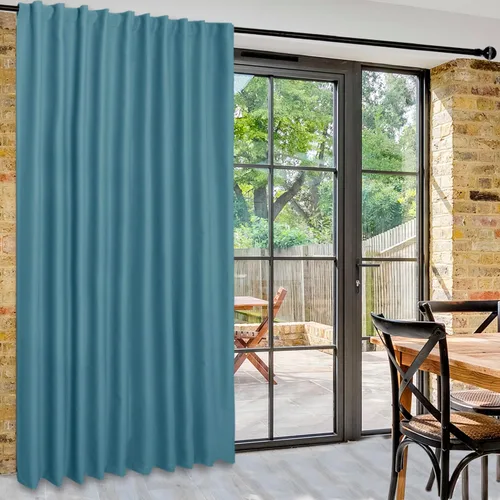 Vista 71 de DWCN Cortina opaca divisora de privacidad para puerta corrediza de patio, cortinas térmicas extra anchas con pestaña trasera y bolsillo para barra