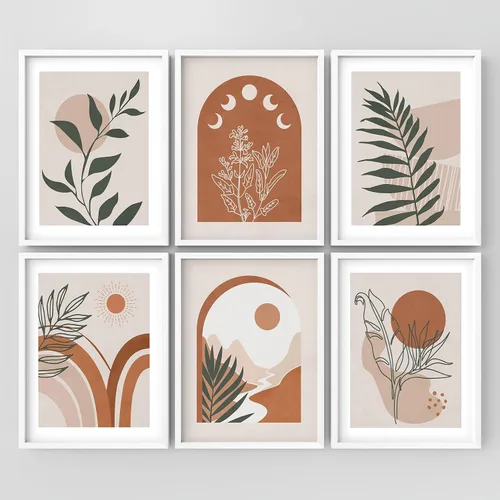Vista 57 de Juego de galería de collage enmarcado para pared, diseño de plantas de flores de William Morris, ilustraciones de naturaleza silvestre, moderno