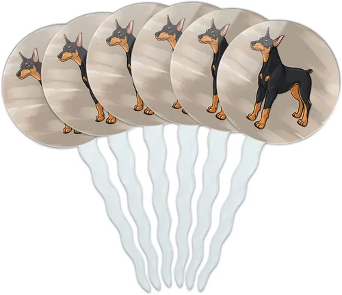 Vista 14 de Juego de 6 palillos para cupcakes para decoración de perros y cachorros - Basset Hound Face