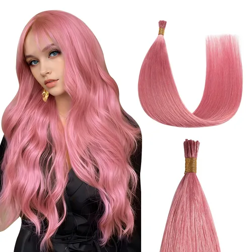 Vista 8 de Sunya - Extensiones de cabello humano con punta en I de 14 pulgadas, color negro azabache, extensiones de cabello humano con punta en I, extensiones