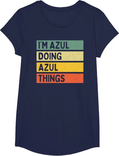 Vista 22 de Camiseta divertida con cita personalizada con texto en inglés "I'm Azul Doing Azul Things