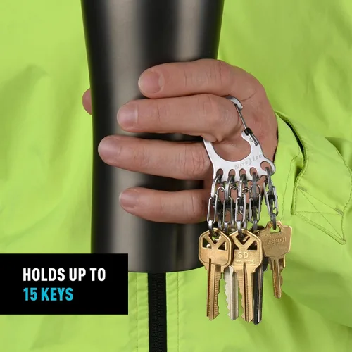 Vista 5 de Nite Ize Bigfoot Locker KeyRack - Soporte de acero inoxidable para coche, casa y otras llaves - Mosquetón con S-Biners - Capacidad para 15 llaves a