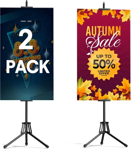 Vista 8 de Soportes de póster para pantalla doble, altura ajustable de hasta 80 pulgadas