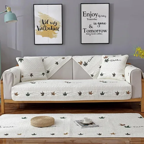 Vista 8 de vctops Fundas de sofá de algodón bordadas reversibles, con patrón de alce de granja, funda de sofá seccional, suave y acogedora, protector de Ciervo