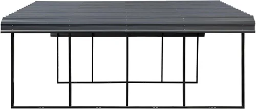 Vista 20 de Cochera de Arrow de acero galvanizado, kit de cochera metálica para dos autos, 20' x 24' x 7', color cáscara de huevo Eggshell