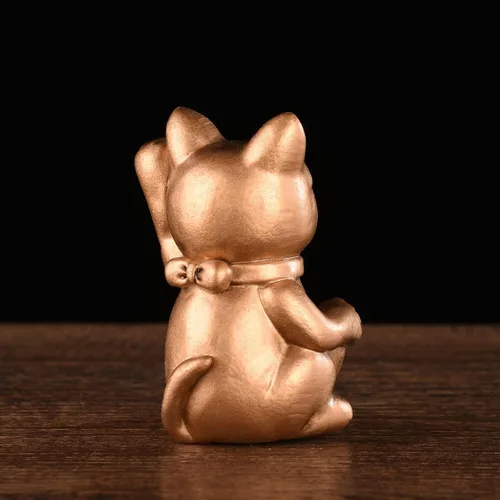 Vista 5 de BRABUD Estatua de gato de la suerte de Fengshui de resina que atrae riqueza adornos decoración de escritorio de oficina en casa 3.5 pulgadas (H)