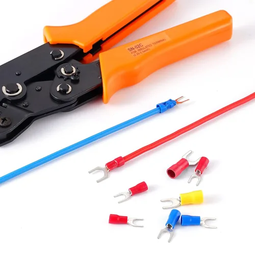 Vista 3 de 300 conectores eléctricos, conectores eléctricos de cable de alambre aislado, anillo de horquilla, desconexión rápida, terminales de crimpado