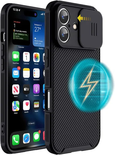 Vista 14 de Funda magnética para iPhone 16 Pro Max, funda protectora de cámara para iPhone 16 Pro Max [compatible con carga MagSafe] con cubierta deslizante