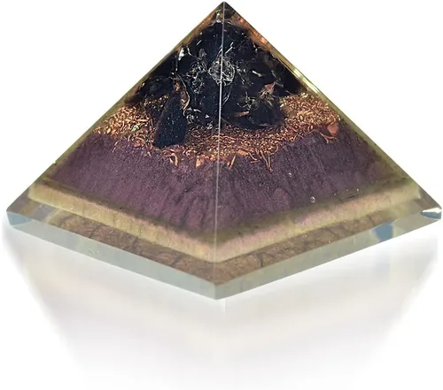 Vista 5 de Juego de curación y limpieza: mini pirámides de cristal de orgonita portátil de cuarzo de cristal, obsidiana negra, crisoprasa, calcita naranja