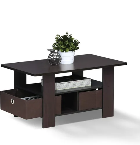 Vista 9 de Furinno Andrey - Mesa de café con cajón, color roble francés gris/negro