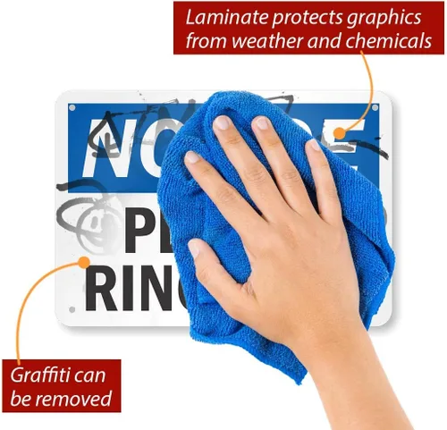 Vista 2 de Letrero "Aviso - Please Ring Bell" de SmartSign 7 x 10 pulgadas aluminio reflectante 3M