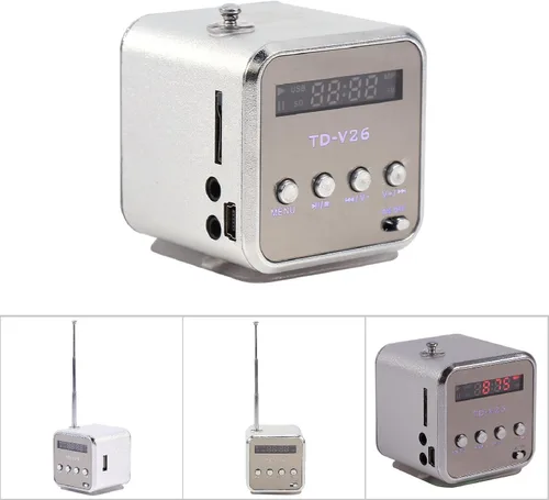 Vista 7 de Radio pequeña, reproductor de música USB de 2.0 x 2.0 x 2.0 in, reproductor de MP3 MP4 SD TF USB mini radio adecuado para reuniones familiares